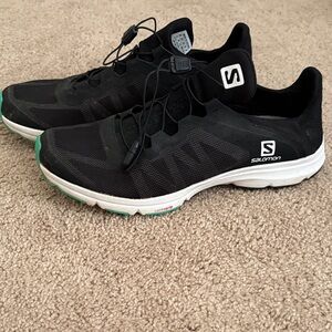 Salomon Black Athletic Water Shoes with Green Accents
